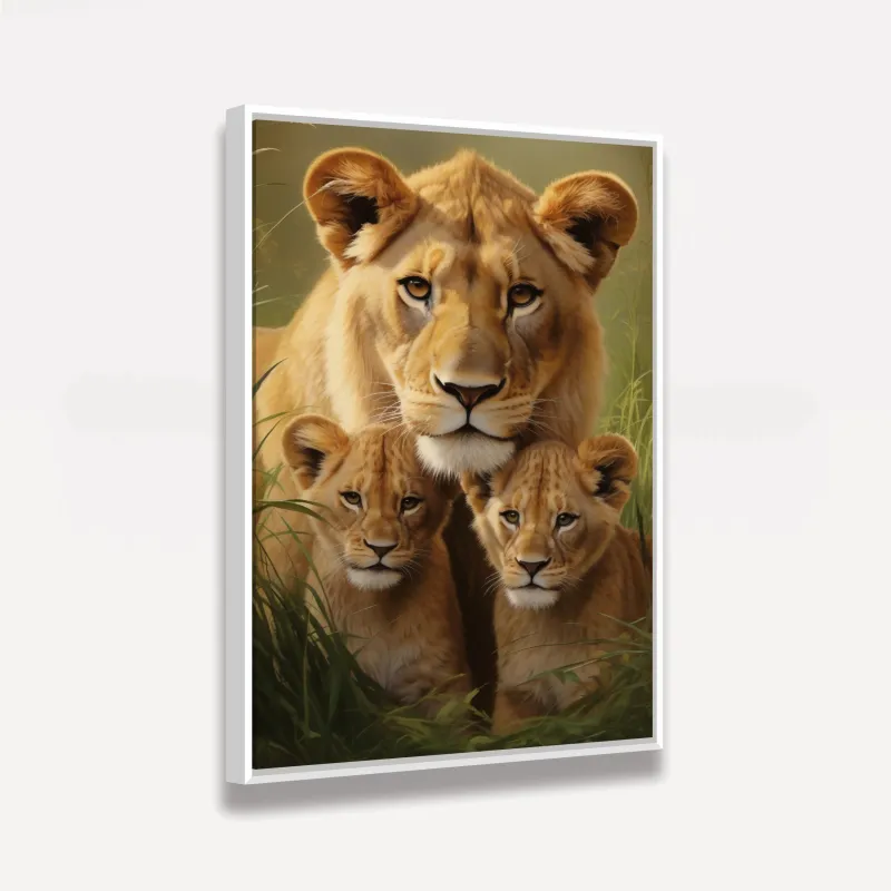 Quadro Leoa Amor Materno 2 Filhotes