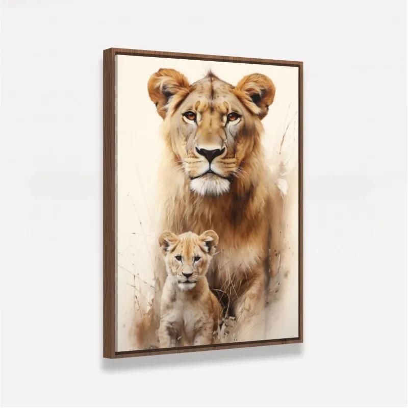 Quadro Artístico Maternal Leoa e Filhote