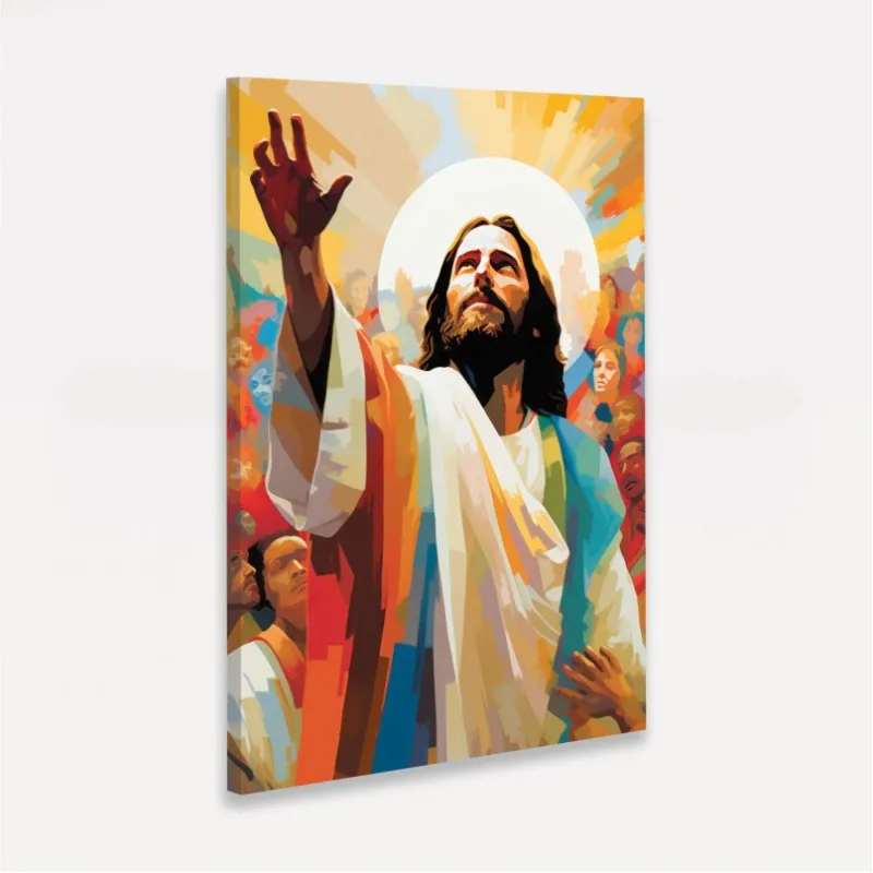 Quadro Jesus Estilo Pintura Abençoando Multidão