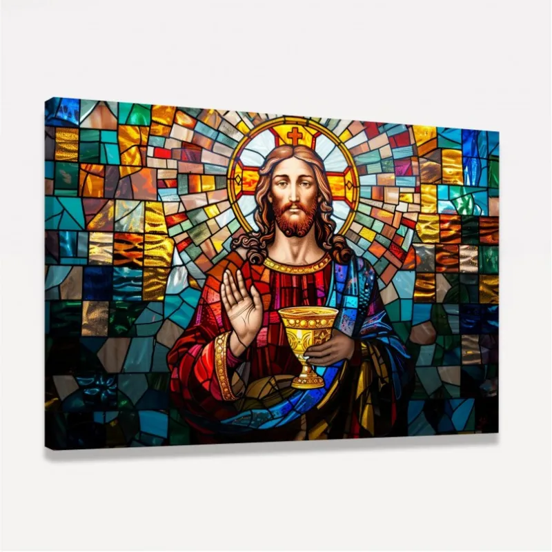 Quadro Comunhão Jesus Cristo Vitral