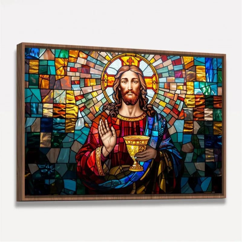 Quadro Comunhão Jesus Cristo Vitral