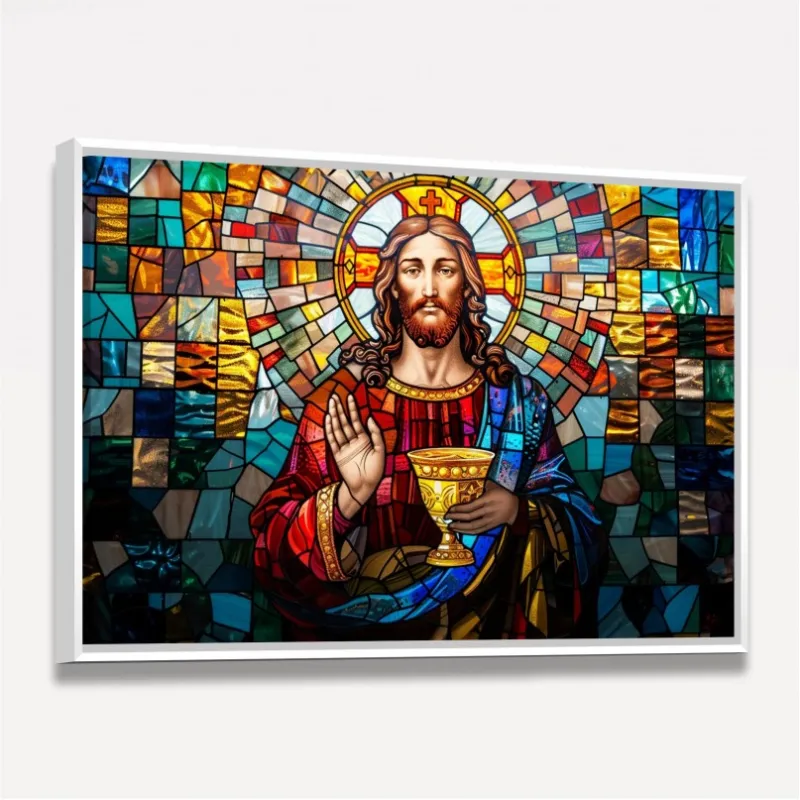 Quadro Comunhão Jesus Cristo Vitral