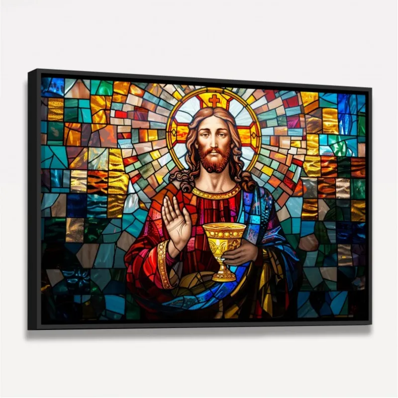 Quadro Comunhão Jesus Cristo Vitral