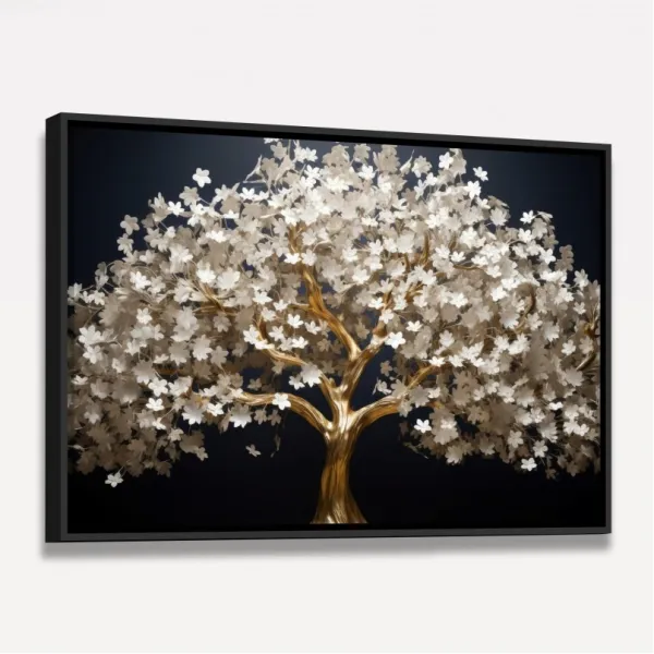 Quadro Árvore da Vida Dourada e Branca