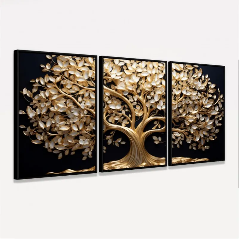 Quadro Trio Árvore da Vida Elo Dourado