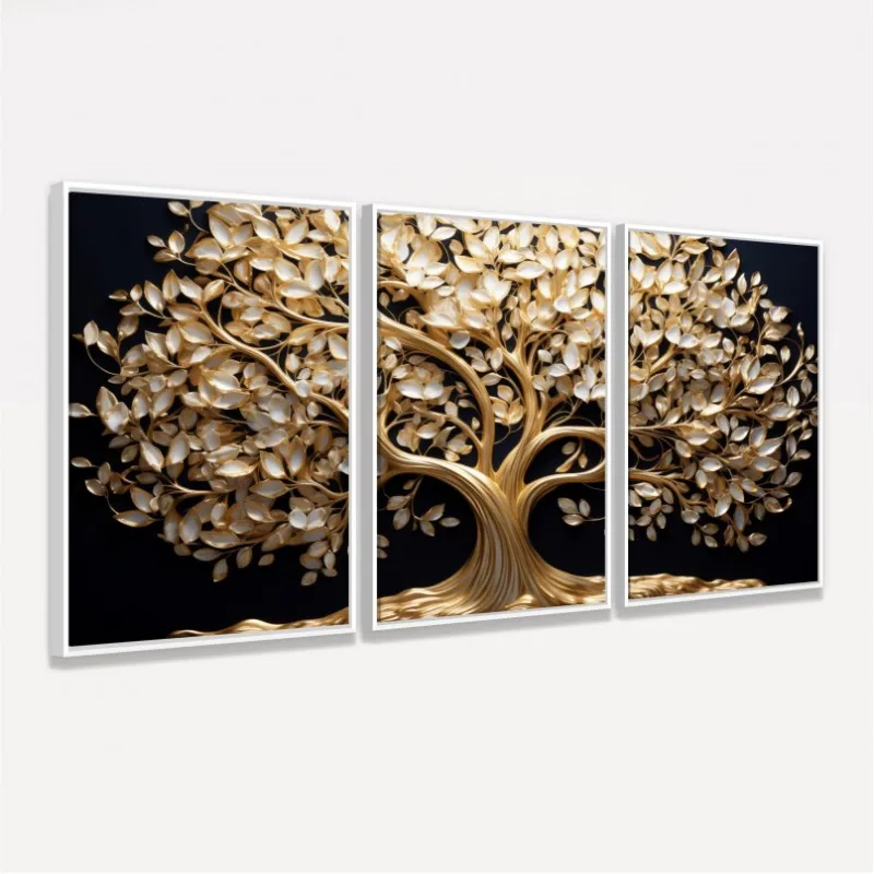 Quadro Trio Árvore da Vida Elo Dourado