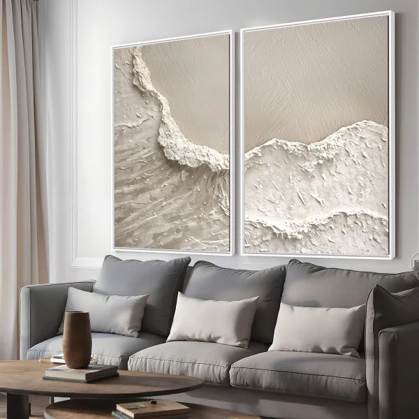 Quadro Abstrato Onda de Texturas Mar e Areia