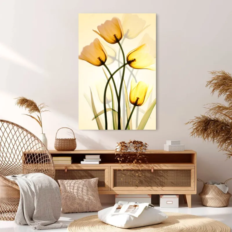 Quadro Flores Três Tulipas Amarelas Artístico 