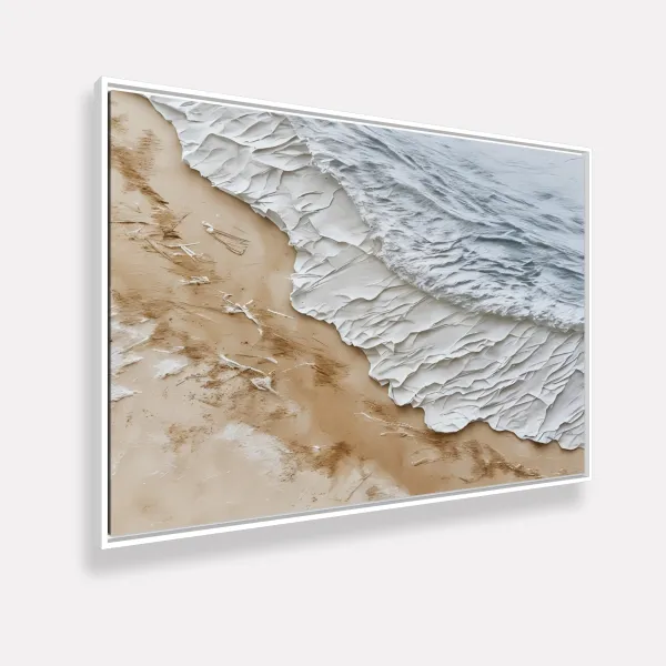 Quadro Abstrato Serenidade Costeira Relevo Areia e Mar