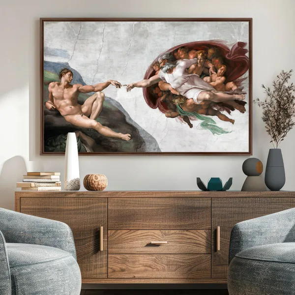 Quadro A Criação de Adão de Michelangelo Releitura