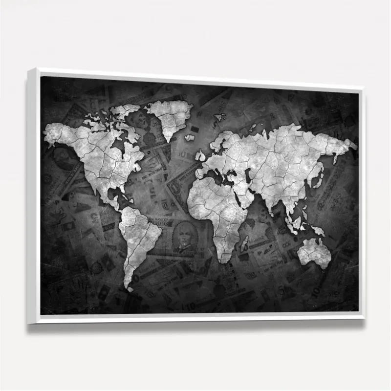 Quadro Mapa Mundi Sea ​​of ​​Money