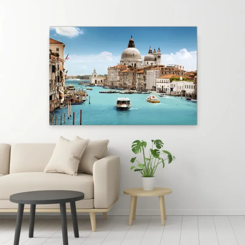 Quadro Paisagem Cidade Canal de Veneza - Lindas Águas Azuis