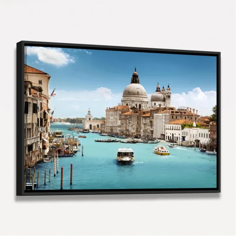 Quadro Paisagem Cidade Canal de Veneza - Lindas Águas Azuis