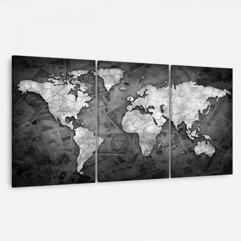 Quadro Mapa Mundi Decorativo Sea of Money