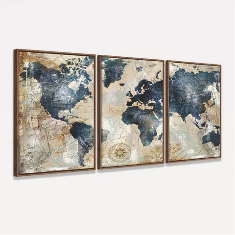Quadro Mapa Mundi Vintage Envelhecido