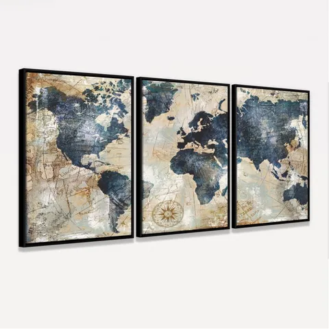 Quadro Mapa Mundi Vintage Envelhecido