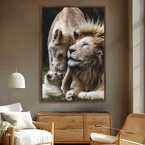 Quadro Leão Família Unida em Arte