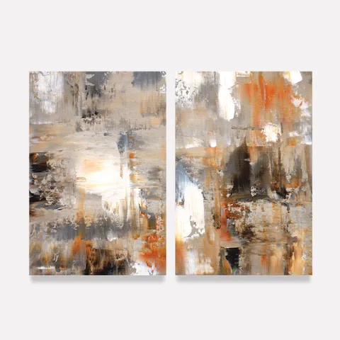 Quadro decorativo Pinceladas em Sintonia Duo Abstrato