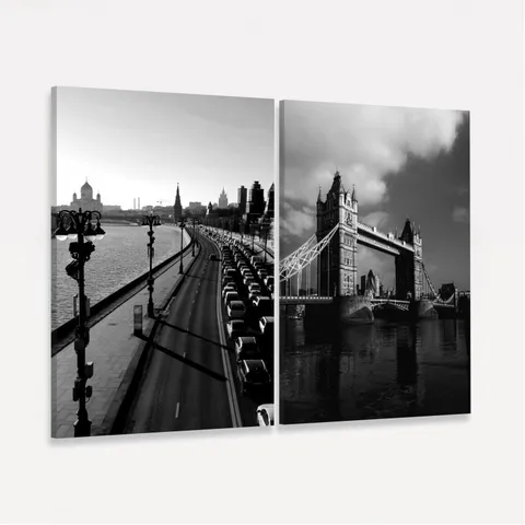 Quadro Duo Skyline of London Preto e Branco