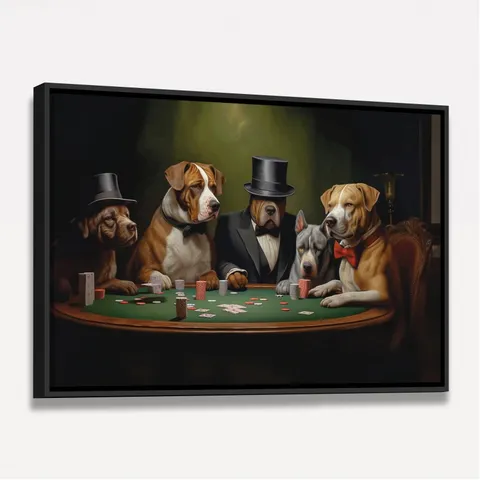 Quadro Decorativo Cachorros Jogando Poker Game - Arte Exclusiva