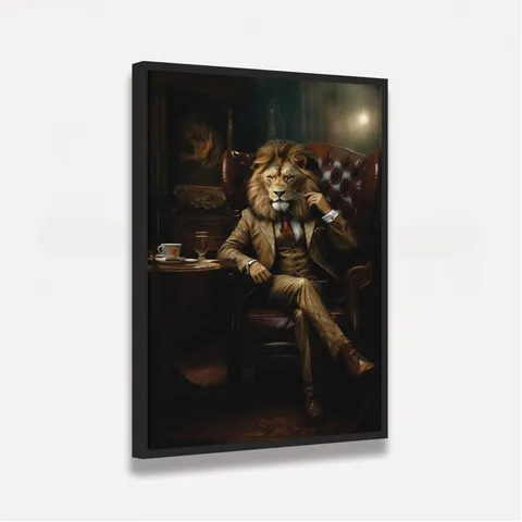 Quadro Leão de Terno Business - Arte Exclusiva