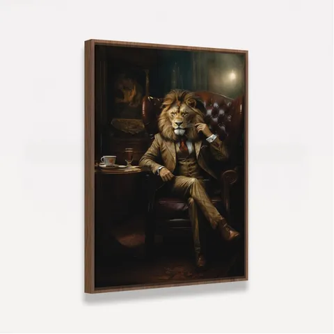 Quadro Leão de Terno Business - Arte Exclusiva