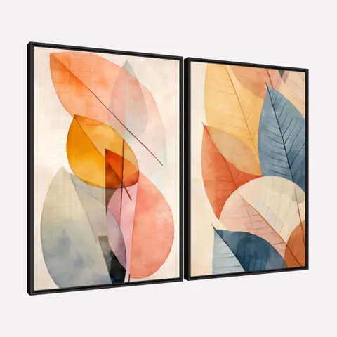 Quadro Folhagens de Outono Pintura Abstrata