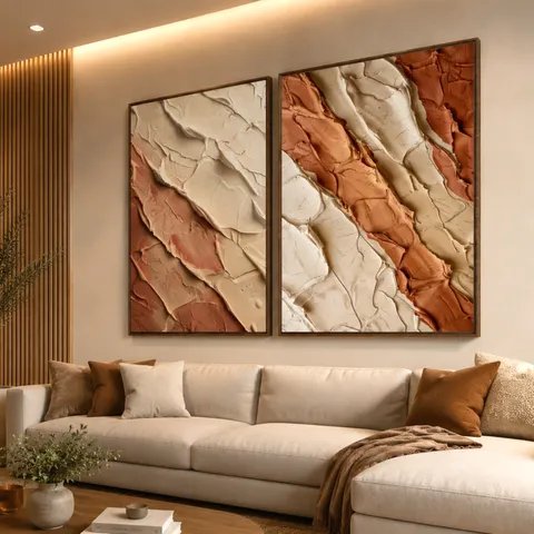 Quadro Abstrato Moderno Terracota Relevo da Terra