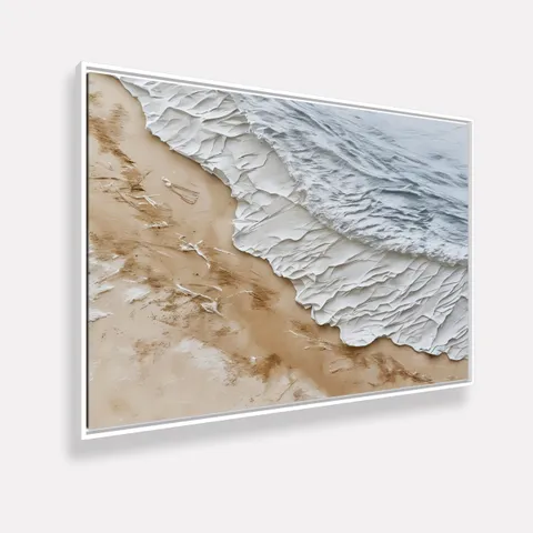 Quadro Abstrato Serenidade Costeira Relevo Areia e Mar