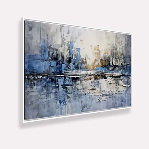 Quadro Composição Abstrata Moderno Detalhes Azul