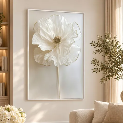 Quadro Flor Pureza Branca Elegância Minimalista