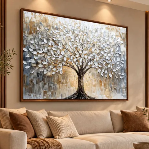 Quadro Abstrato Árvore da Vida Sonhos que Florescem Efeito em Estilo Relevo