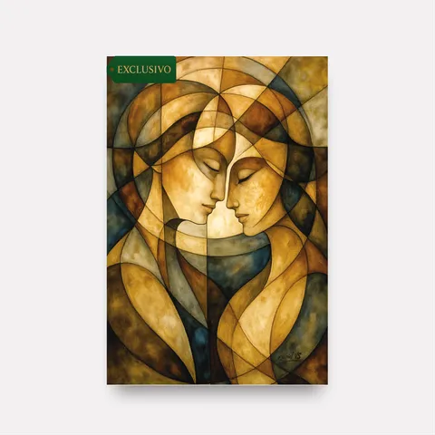 Quadro Abstrato Gênese Humana a Criação Divina Adão e Eva - Arte Exclusiva