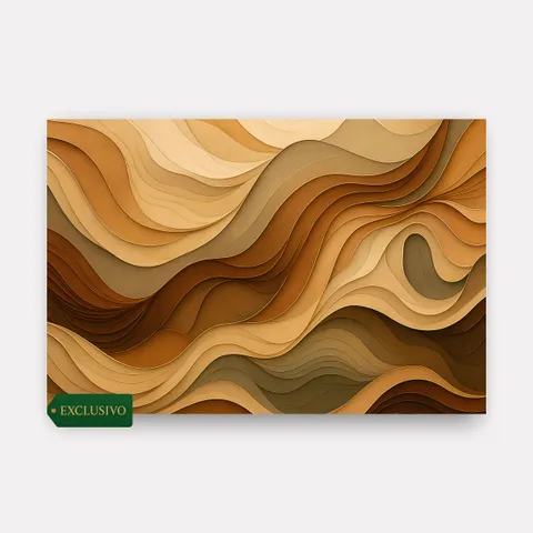 Quadro Abstrato Ondas De Terra Movimento Em Tons Naturais - Arte Exclusiva