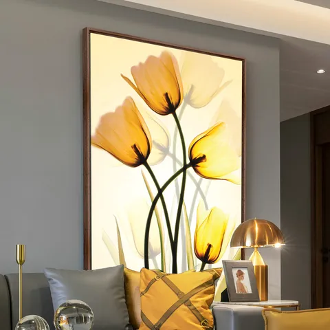 Quadro Flores Três Tulipas Amarelas Artístico