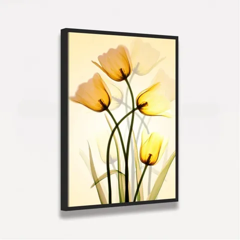 Quadro Flores Três Tulipas Amarelas Artístico
