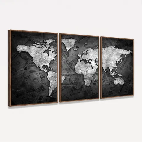 Quadro Mapa Mundi Decorativo Sea of Money