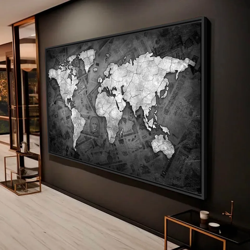 Quadro Mapa Mundi Sea of Money Quadro Mapa Mundi Sea of Money