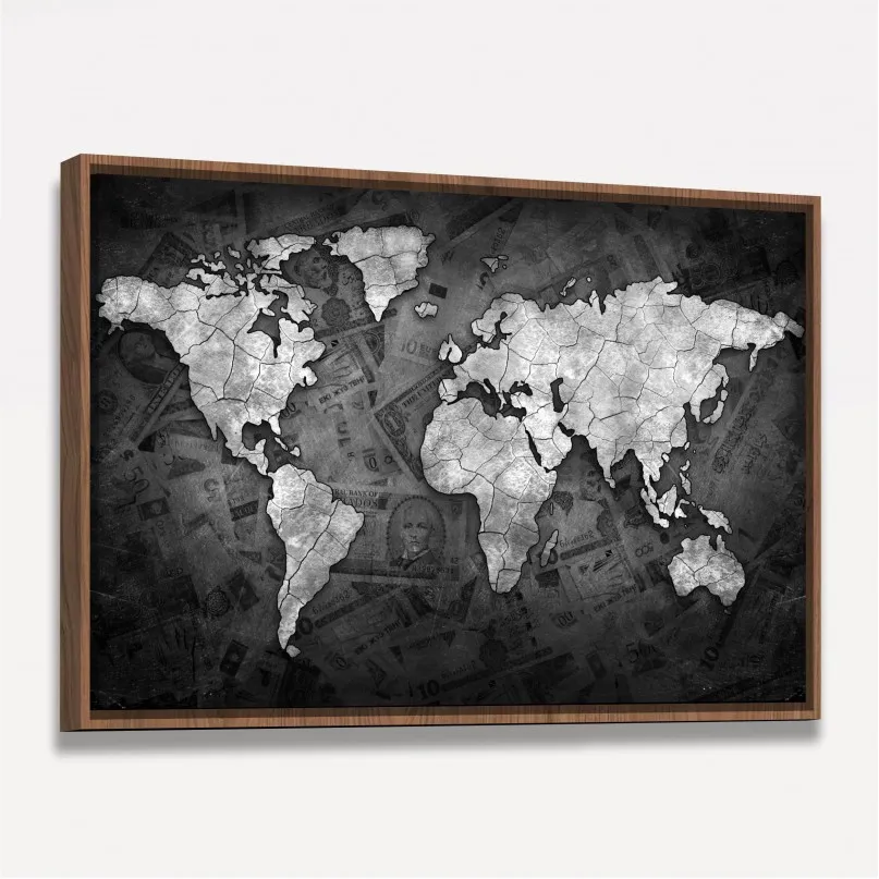 Quadro Mapa Mundi Sea of Money Quadro Mapa Mundi Sea of Money