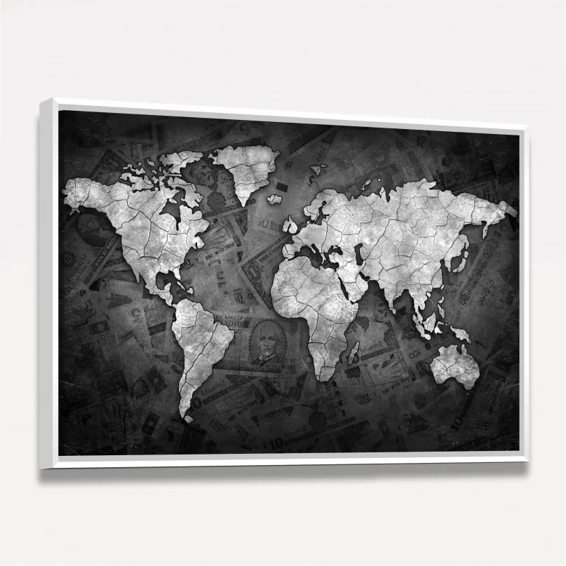 Quadro Mapa Mundi Sea of Money Quadro Mapa Mundi Sea of Money