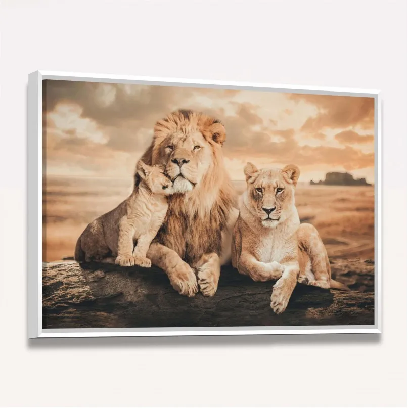 Quadro Família de Leões 1 Filhote Artístico Quadro Família de Leões 1 Filhote Artístico