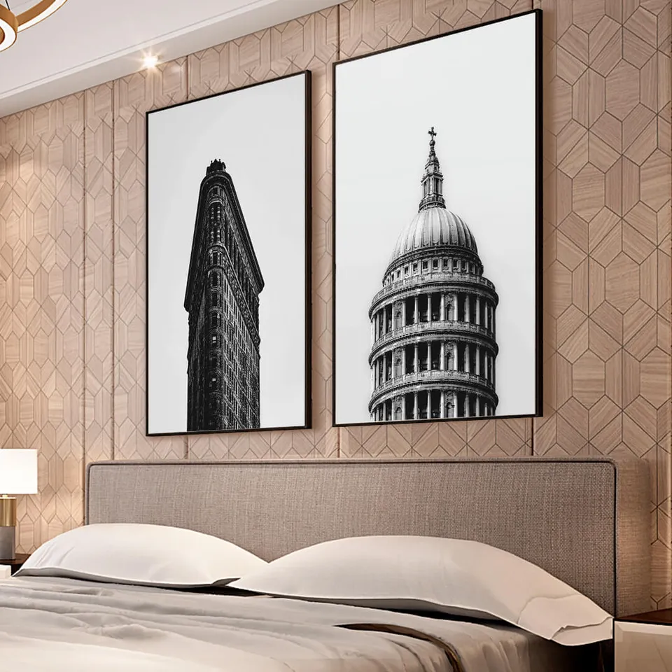 Quadro Duo Edifícios Ícones Vintage