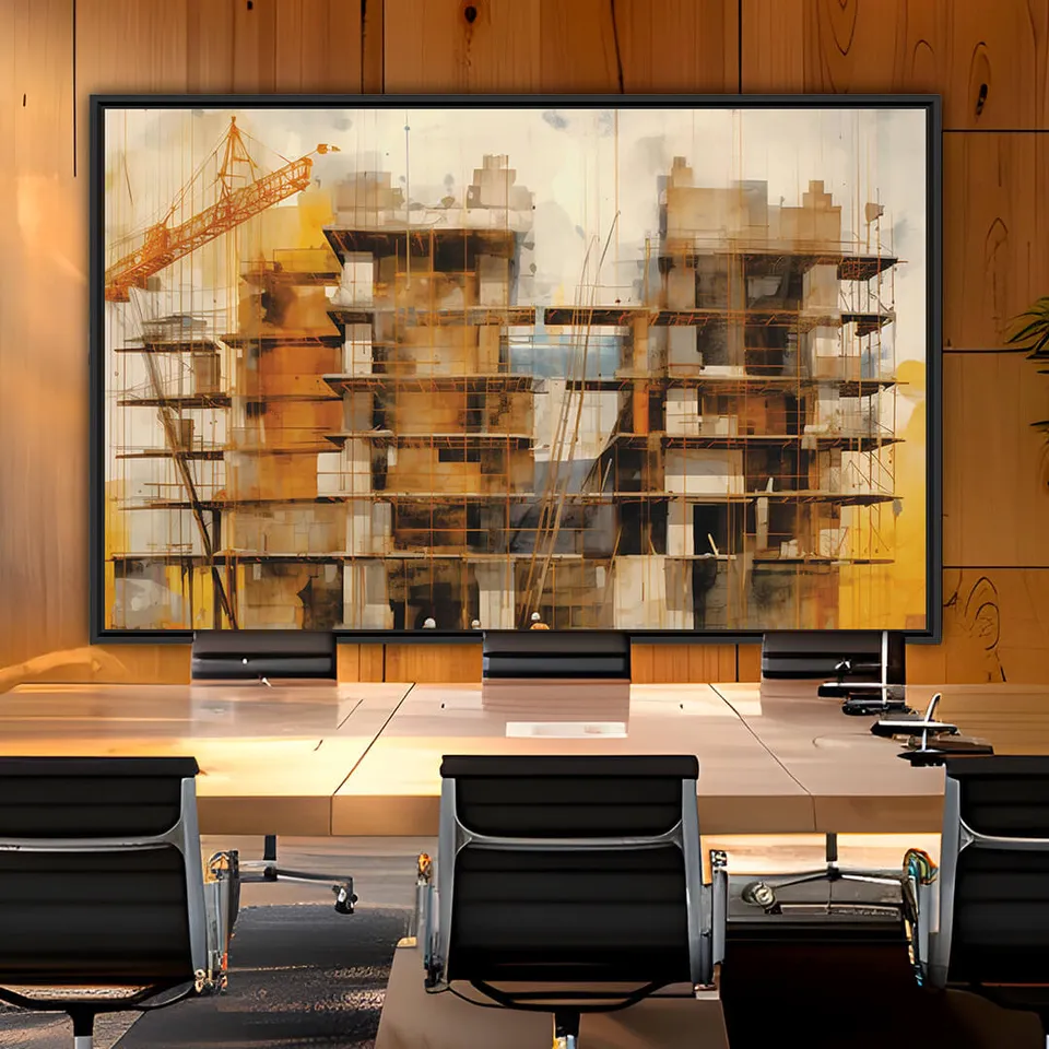 Quadro Engenharia Construção em Andamento - Arte Exclusiva