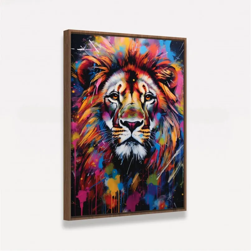 Quadro Leão Moderno Pintura Respingos Quadro Leão Moderno Pintura Respingos