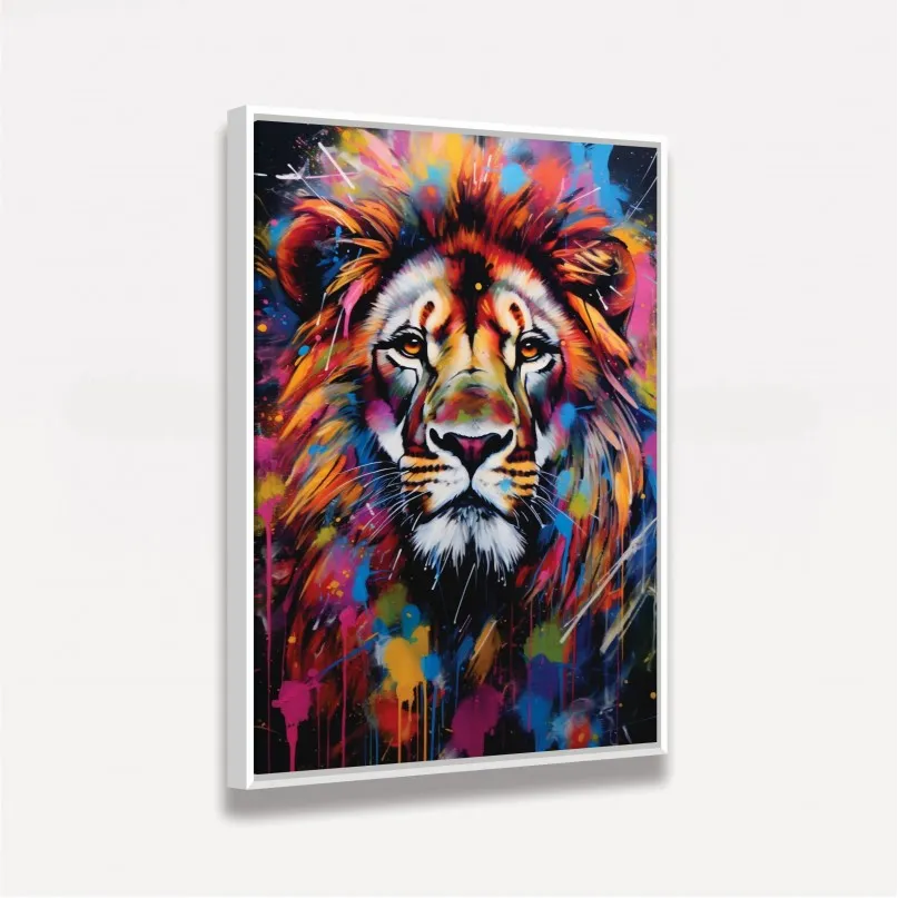 Quadro Leão Moderno Pintura Respingos Quadro Leão Moderno Pintura Respingos