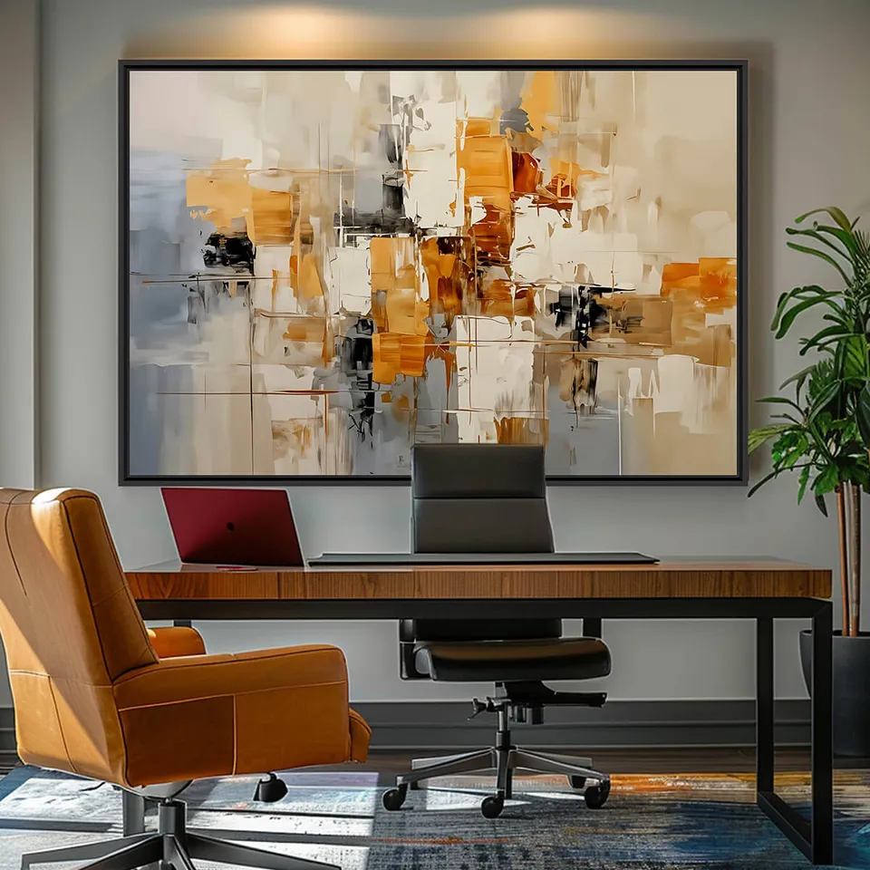 Quadro Equilíbrio Abstrato Arte Moderna Tons Neutros e Quentes - Arte Exclusiva