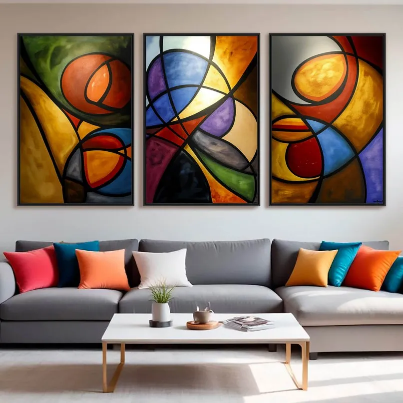 Quadro Abstrato Vibração de Cores em Harmonia - Arte Exclusiva