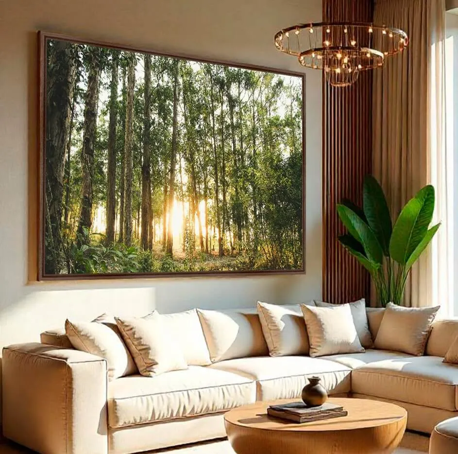 Quadro Paisagem Brilho na Natureza O Sol entre as Árvores Quadro Paisagem Brilho na Natureza O Sol entre as Árvores