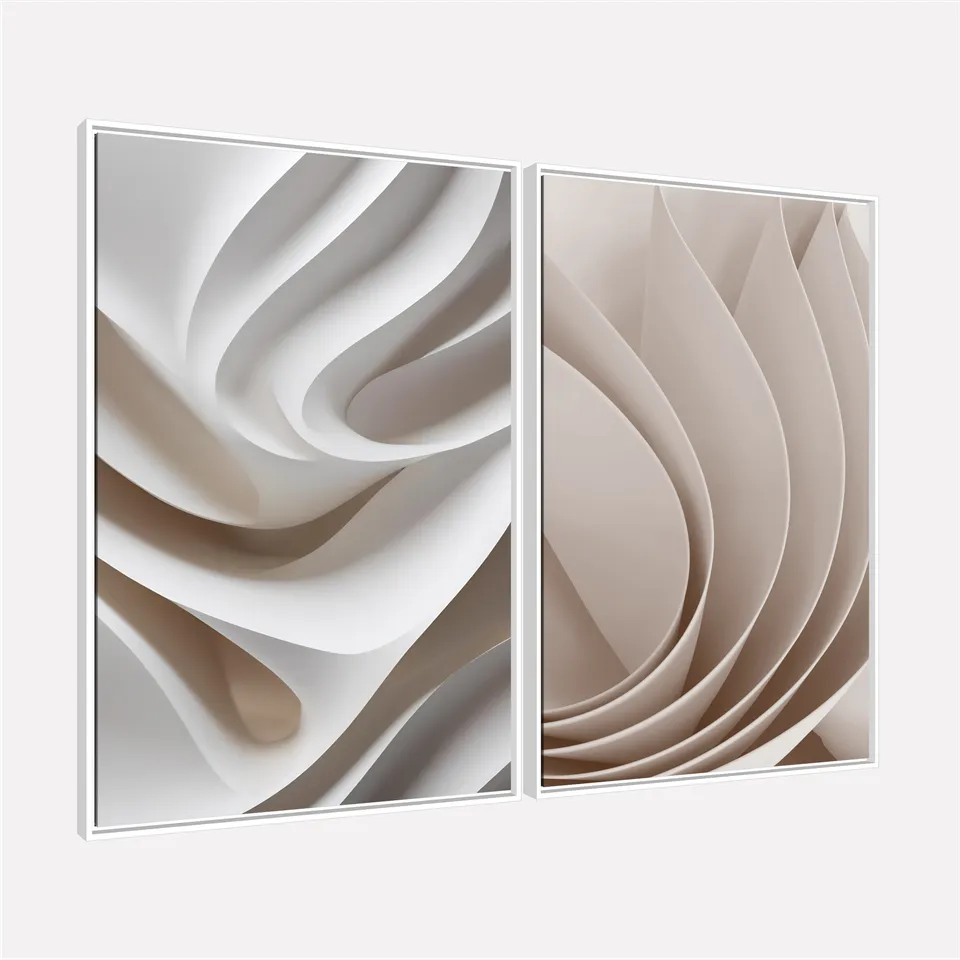 Quadro Abstrato Composição Contemporânea Atemporal em Off-White