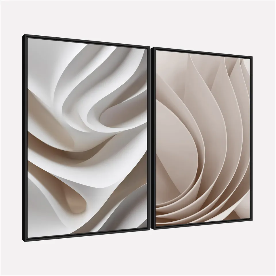 Quadro Abstrato Composição Contemporânea Atemporal em Off-White